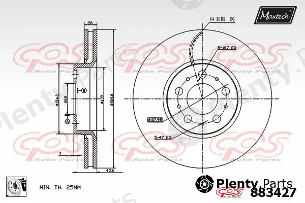 Maxtech 883418 — Brake Disc R+ (Regular Plus)