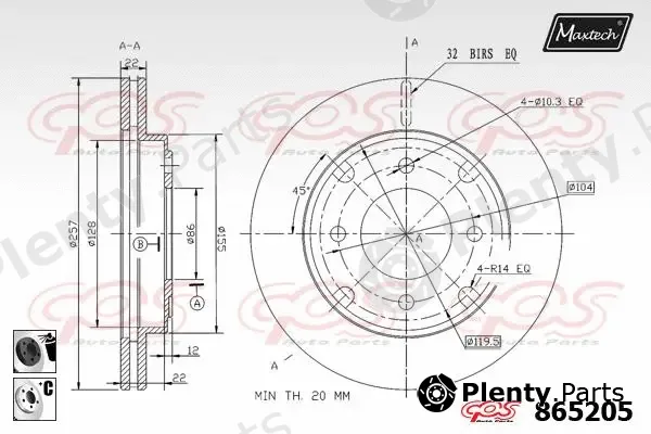 Maxtech 865235 — Brake Disc R+ (Regular Plus)