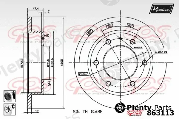 Maxtech 873071 — Brake Disc R+ (Regular Plus)
