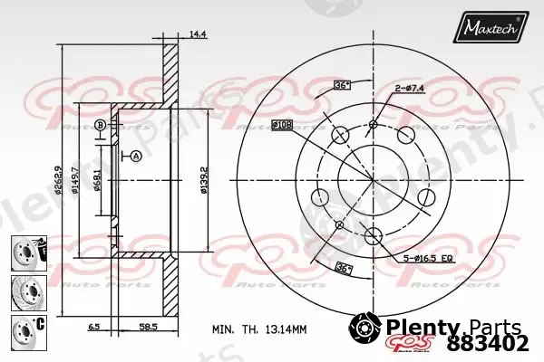Maxtech 875311 — Brake Disc R+ (Regular Plus)