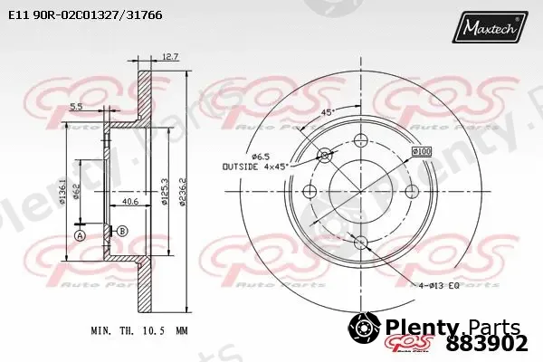 Maxtech 72954063 — Piston, brake caliper