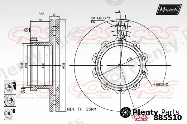 Maxtech 72948033 — Piston, brake caliper