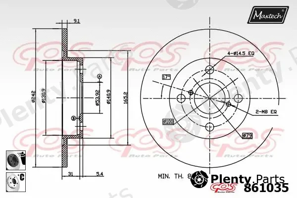 Maxtech 871508 — Brake Disc R+ (Regular Plus)