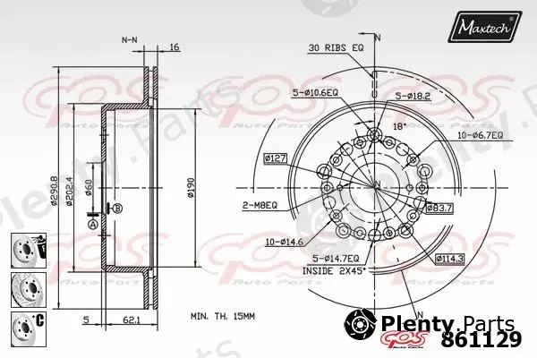 Maxtech 863120 — Brake Disc R+ (Regular Plus)