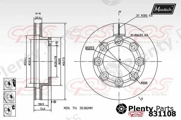 Maxtech 72935019 — Piston, brake caliper