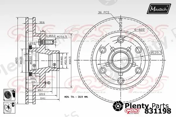 Maxtech 72954071 — Piston, brake caliper