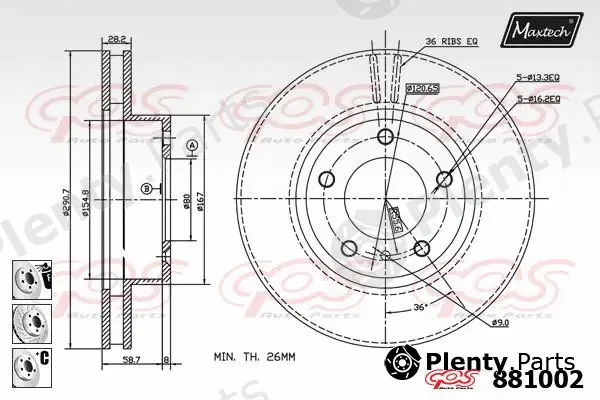 Maxtech 861318 — Brake Disc R+ (Regular Plus)
