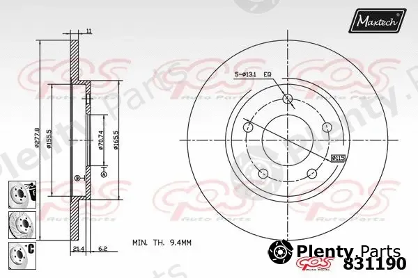 Maxtech 72960050 — Piston, brake caliper