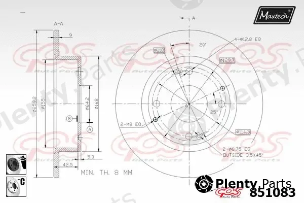 Maxtech 72957006 — Piston, brake caliper