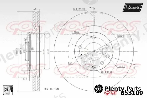 Maxtech C0101906 — Piston Pin, crankshaft drive