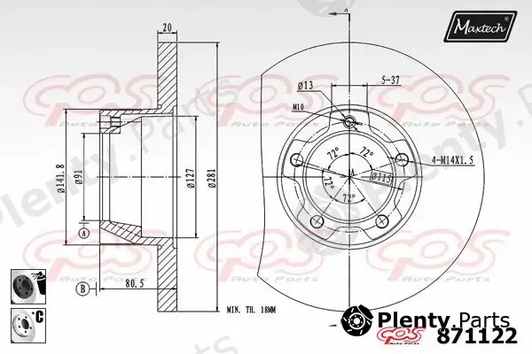 Maxtech 72954027 — Piston, brake caliper