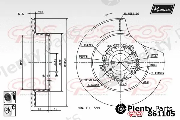 Maxtech 865525 — Brake Disc R+ (Regular Plus)
