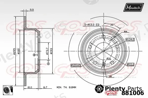 Maxtech 855045 — Brake Disc R+ (Regular Plus)