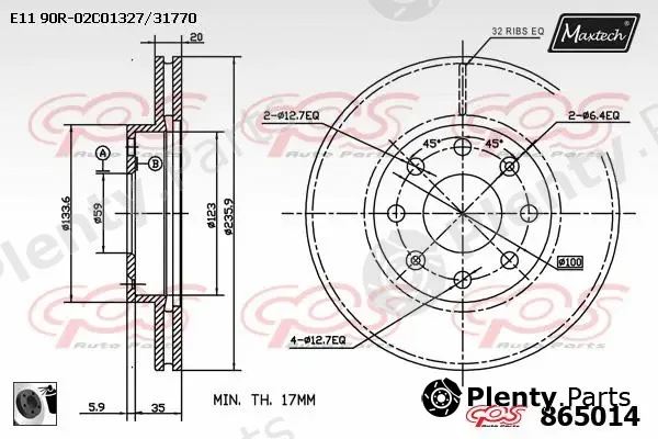 Maxtech 70180360 — Seal, brake caliper piston