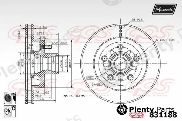 Maxtech 72954056 — Piston, brake caliper