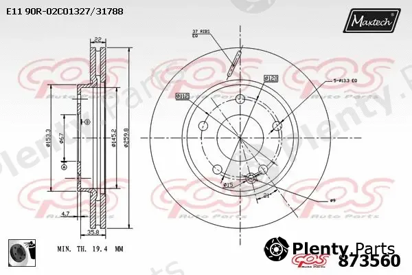Maxtech 861276 — Brake Disc R+ (Regular Plus)
