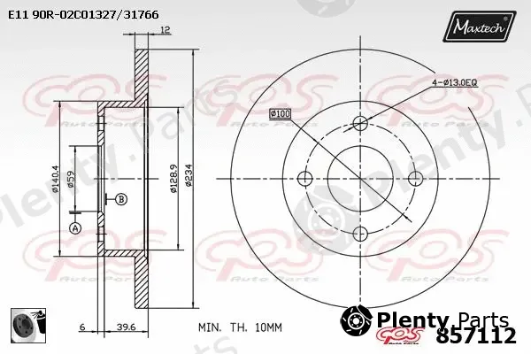 Maxtech 800109 — Bolt, brake disc