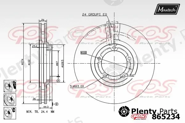 Maxtech 873045 — Brake Disc R+ (Regular Plus)