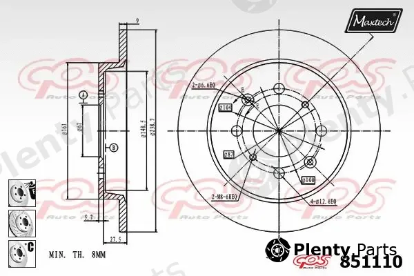 Maxtech 70180424 — Seal, brake caliper piston