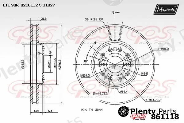 Maxtech 873606 — Brake Disc R+ (Regular Plus)
