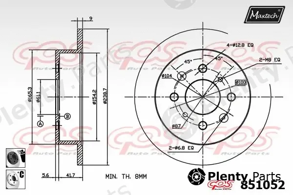 Maxtech 871516 — Brake Disc R+ (Regular Plus)