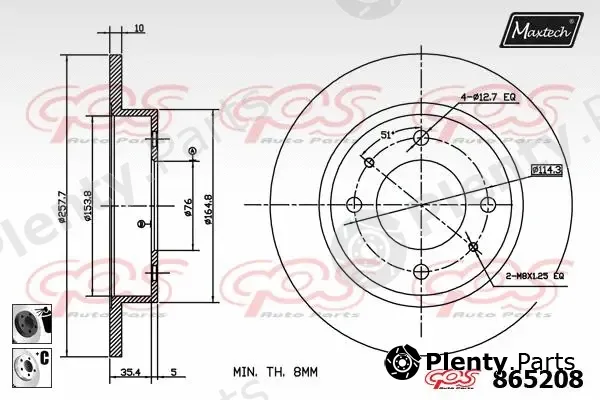 Maxtech 72944010 — Piston, brake caliper