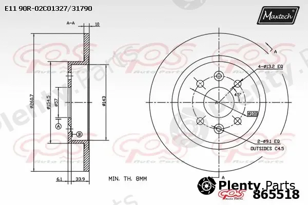 Maxtech 875343 — Brake Disc R+ (Regular Plus)