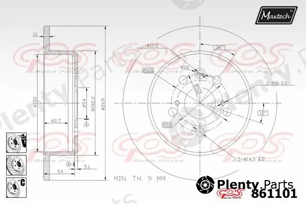 Maxtech 865508 — Brake Disc R+ (Regular Plus)