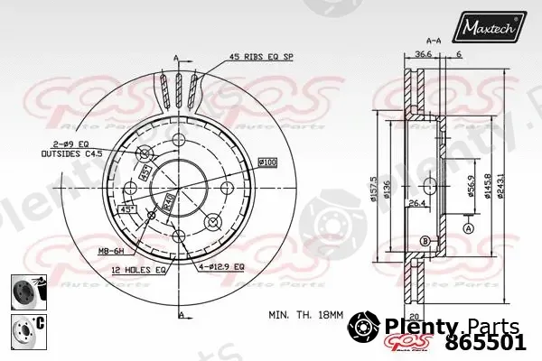 Maxtech 861329 — Brake Disc R+ (Regular Plus)