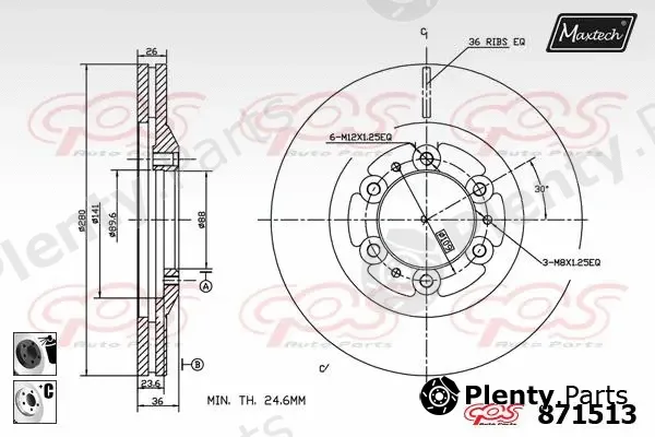 Maxtech 871096 — Brake Disc R+ (Regular Plus)