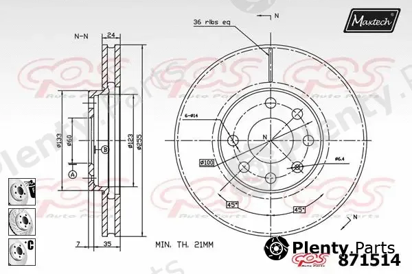 Maxtech 70180347 — Seal, brake caliper piston