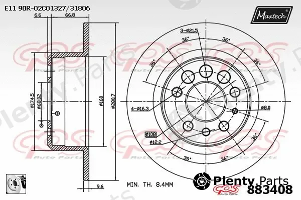 Maxtech 72718039 — Control Element, parking brake caliper