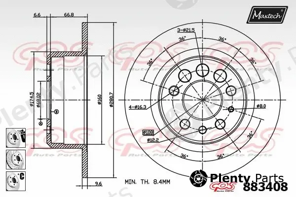 Maxtech 873090 — Brake Disc R+ (Regular Plus)