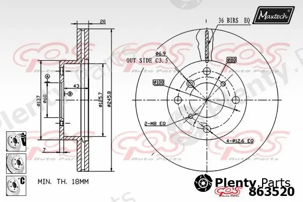 Maxtech 72938025 — Piston, brake caliper
