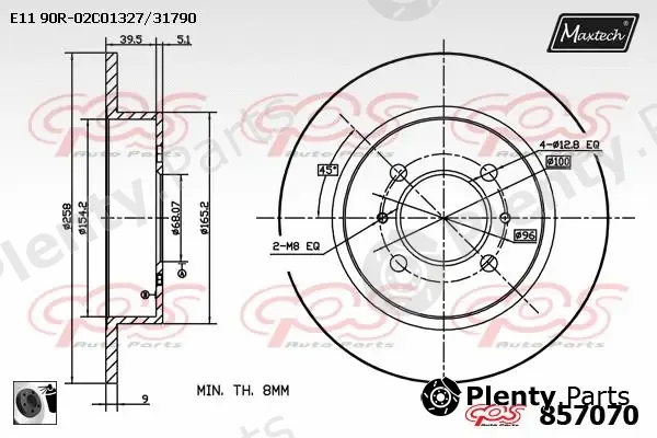 Maxtech 800101 — Bolt, brake disc