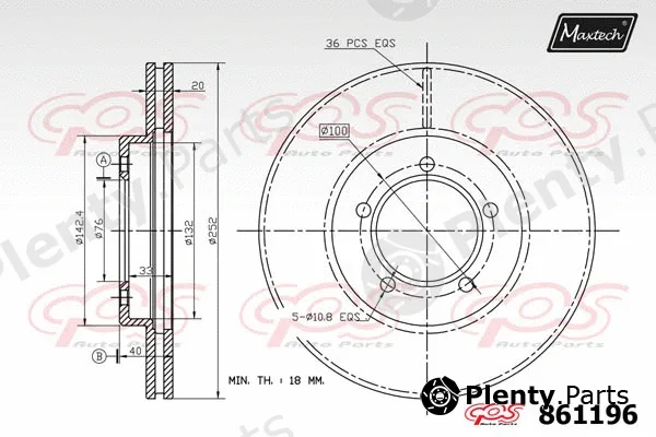 Maxtech 873628 — Brake Disc R+ (Regular Plus)