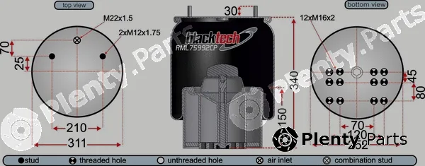 Juratek RML75992CP — Bellow, air suspension