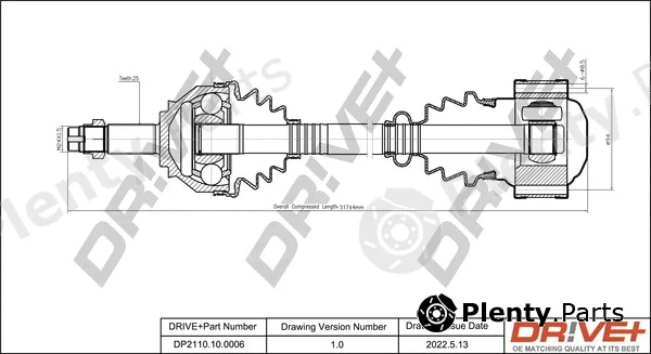 Dr!ve+ DP2110.10.0006 — Drive Shaft