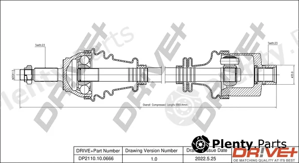 Dr!ve+ DP2110.10.0666 — Drive Shaft