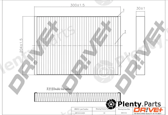 Dr!ve+ DP1110.12.0020 — Filter, cabin air