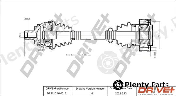 Dr!ve+ DP2110.10.0018 — Drive Shaft