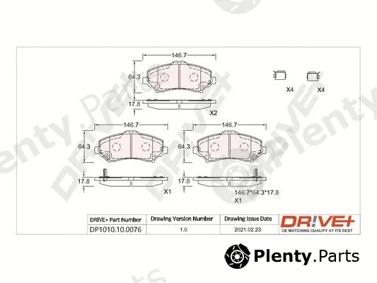 Dr!ve+ DP1010.10.0076 — Brake Pad Set, disc brake