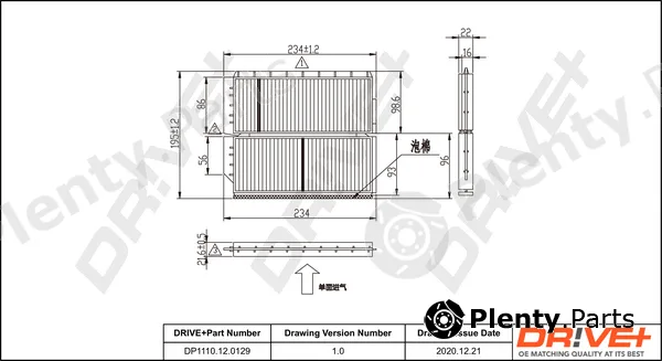 Dr!ve+ DP1110.12.0129 — Filter, cabin air