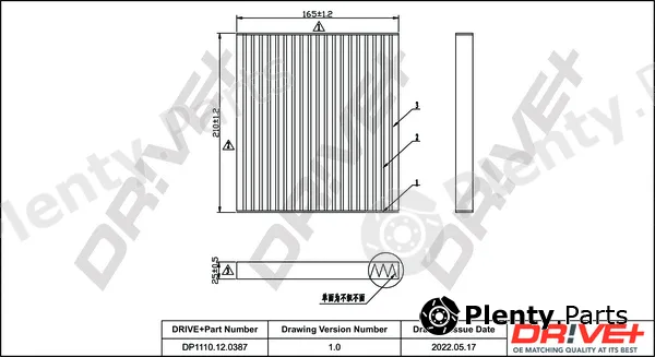 Dr!ve+ DP1110.12.0387 — Filter, cabin air