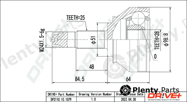 Dr!ve+ DP2110.10.1079 — Joint Kit, drive shaft