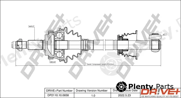 Dr!ve+ DP2110.10.0658 — Drive Shaft
