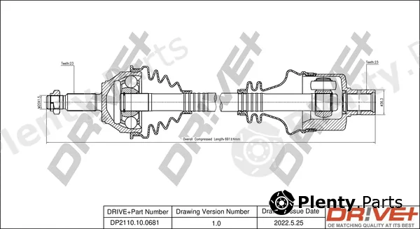 Dr!ve+ DP2110.10.0681 — Drive Shaft