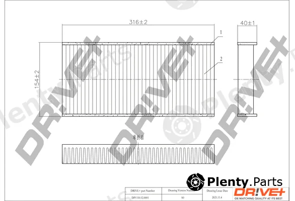 Dr!ve+ DP1110.12.0001 — Filter, cabin air