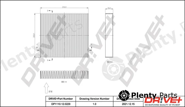 Dr!ve+ DP1110.12.0229 — Filter, cabin air