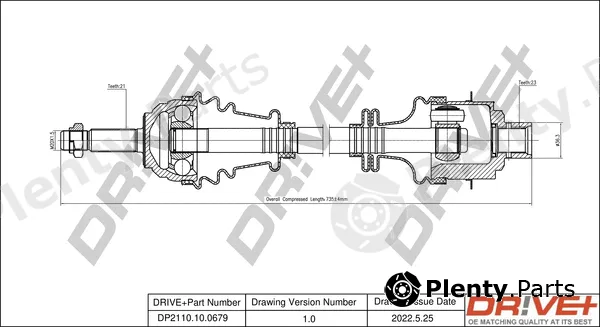 Dr!ve+ DP2110.10.0679 — Drive Shaft